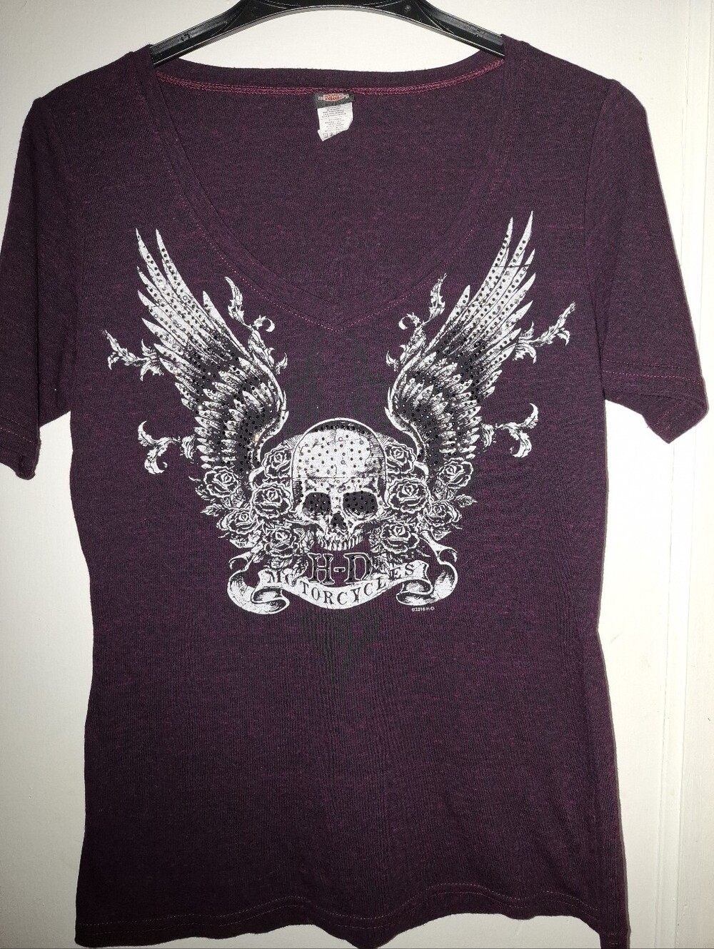 Harley-Davidson Women's Deep Plum V-Neck Graphic Tee